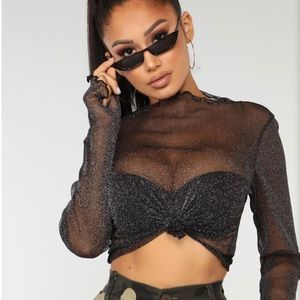 Sheer Crop Shimmer Top